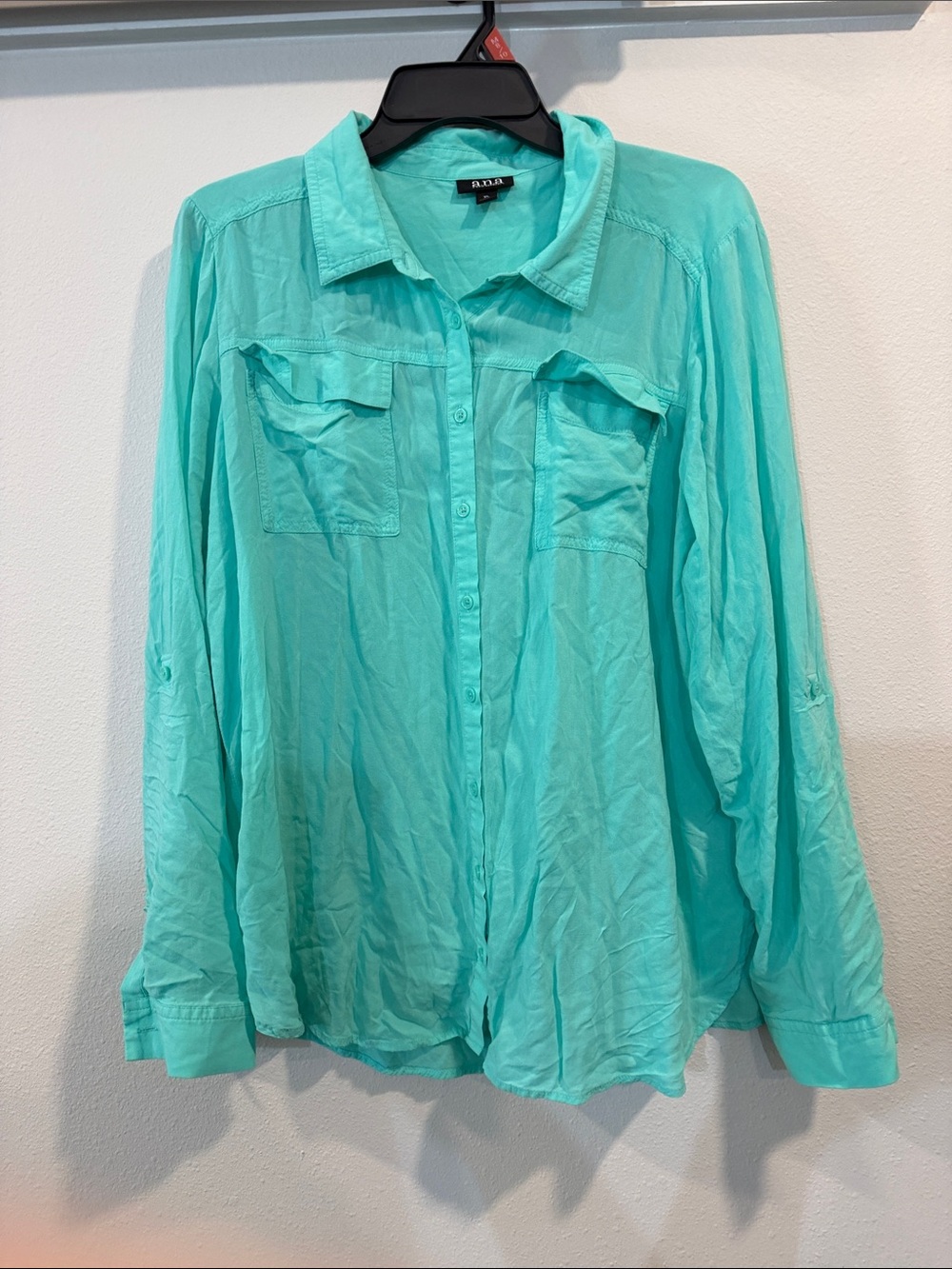 a.n.a. Teal Long-Sleeve Button up (Size: XL)